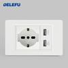 DELEFU Italian Standard White 118 Type Wall Switch Socket with USB + TYPE-C Socket Is Suitable for Hotels and Households.