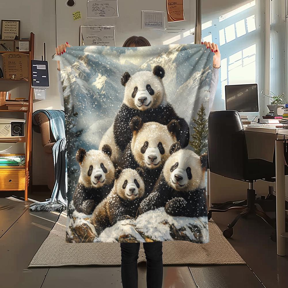 Panda Pattern Flannel Blanket, High Quality Comfortable for All Seasons, Home Decor, Warmth and Comfort, Perfect for Gifts.