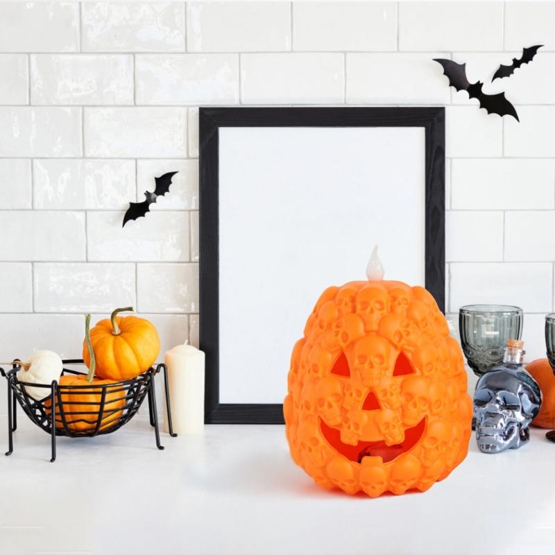 Set of 6 Halloween Decoration Pumpkins Decorative Halloween Pumpkin Lights LED Light Ornament for Indoor Decoration