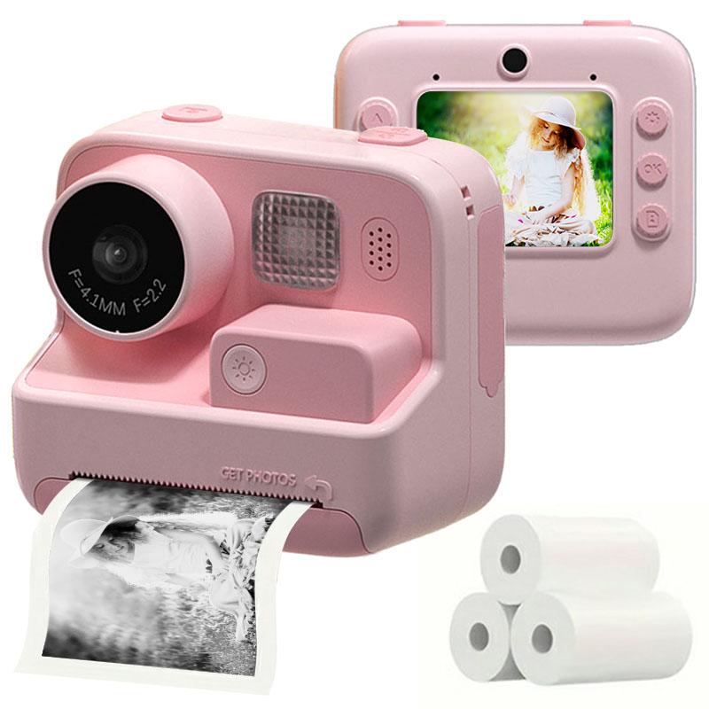 

KOOOL K27 2-inch Screen ABS+PC Kids Instant Printing Camera Toy HD Dual Lens Rechargeable Camera Pink