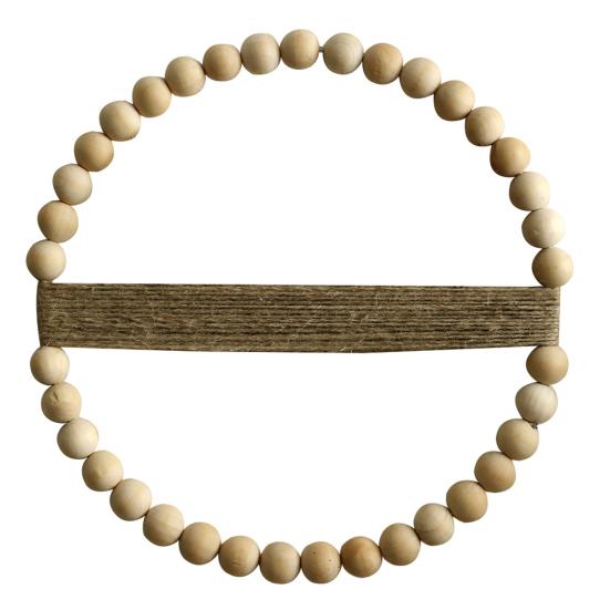 Yousheng Wood Bead Rope Wall Decoration Boho Farmhouse Rustic Round Plants Display Frame Wall Art Home Office Living Room Wall Ornament
