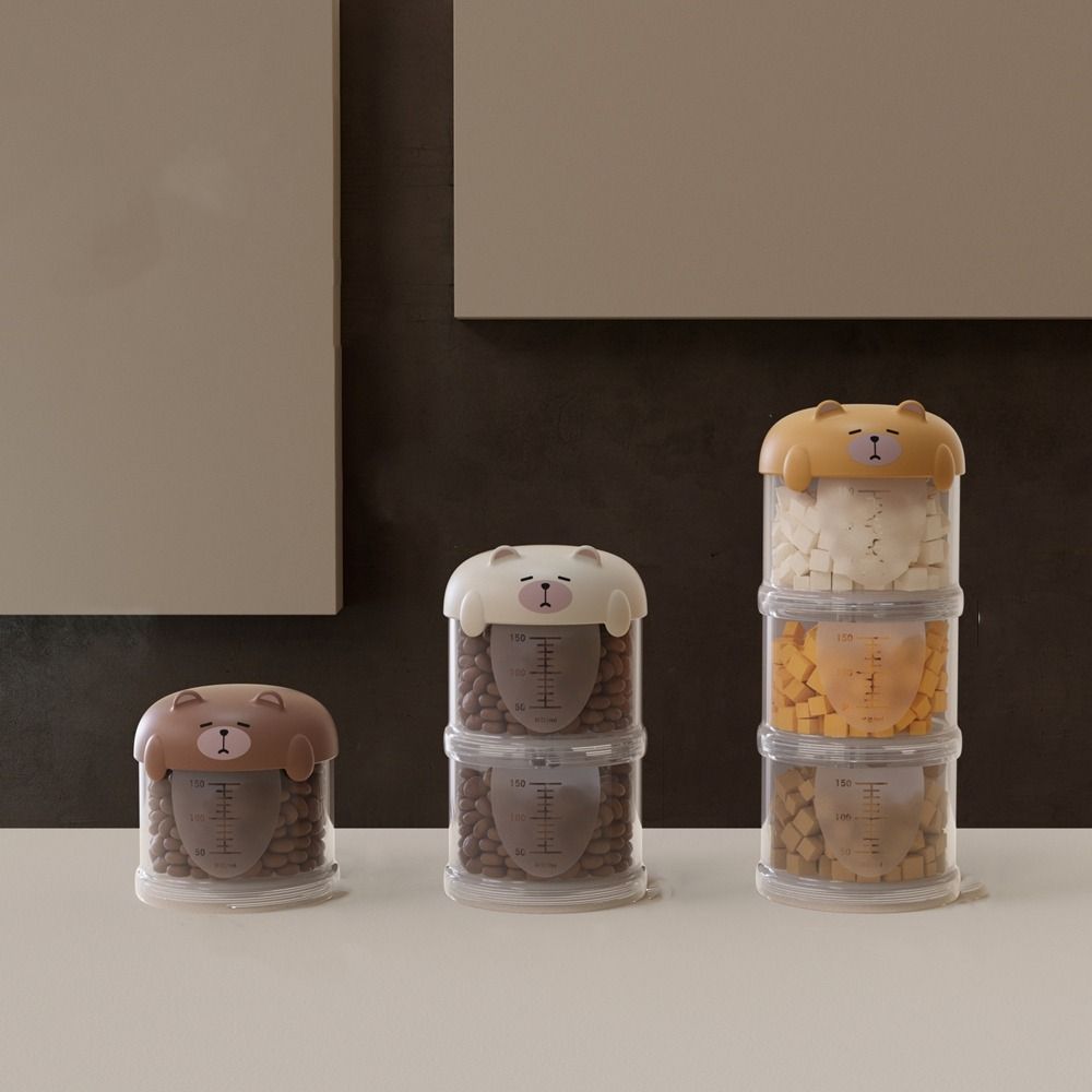 Portable Plastic Multi-Layer Cat Food Box Moisture-Proof Cute Pet Food Packing Box Sealed Cat Food Bucket Outdoor