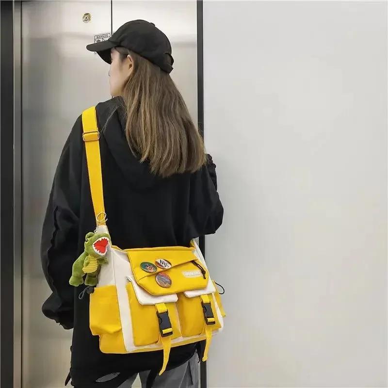 Harajuku Men Nylon Crossbody Bags for Women Messenger Bag Girls School Book Bags Youth Canvas Handbags Shoulder Bag