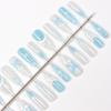 French Icy Cat Eye Press-On Nails - Embossed Translucent Winter Love Letter Design