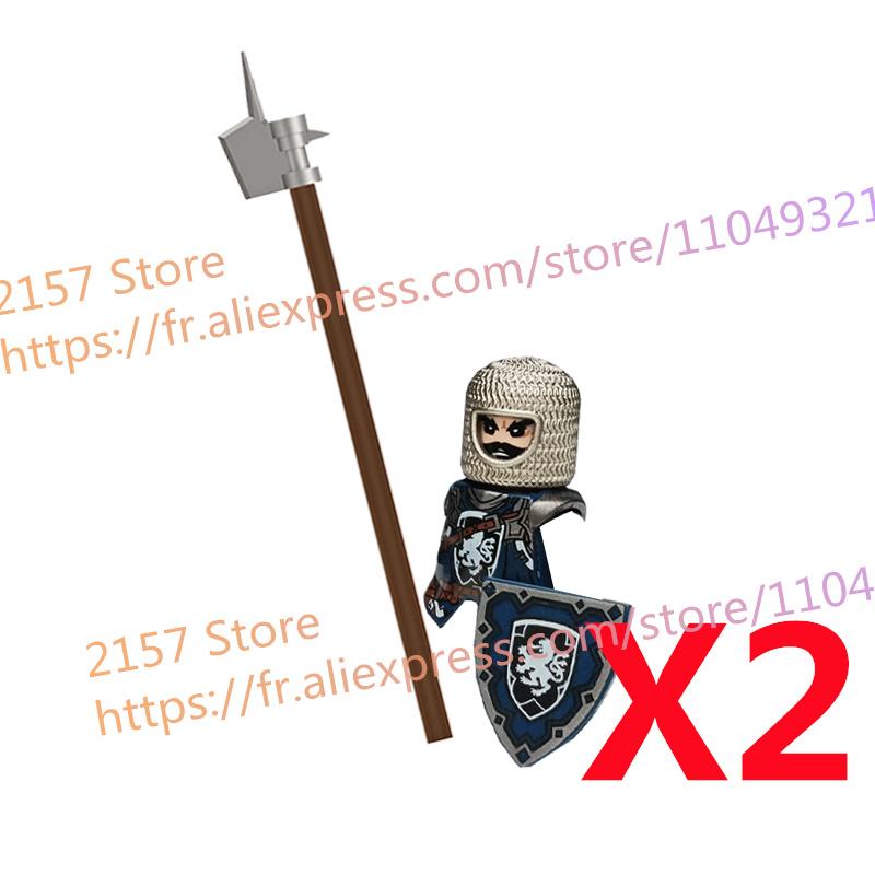 MOC Medieval Figure Building Block Castle Templar Knights Armor Militia Soldiers Gunners Shield Helmet Assembling Brick Toys S26