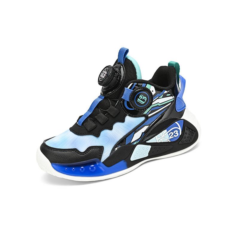 Breathable mesh children's basketball shoes boys 2025 summer new non-slip rotating button sports shoes primary school shoes