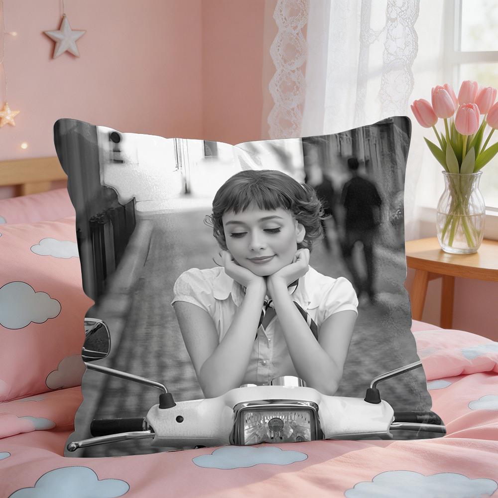 Classic AAudrey HHepburn Cushion Cover Square Short Plush Pillow Case Living Room Sofa Home Decor Funda X
