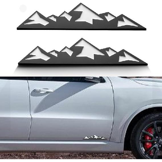 Snow Mountain Emblem for Car, 2 PCS 7 Inch Mountains Graphic Logo Badge, Trunk Mountain Logo Emblem for Car Trunk Tailgate Emblem, Car Exterior