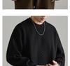 Retro Trendy Textured Jacquard Round Neck Sweatshirt for Men - Loose Fit, Plus Size Friendly, Casual Long Sleeve Top