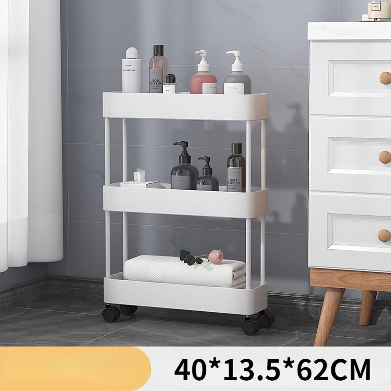3/4 Tier Rolling Utility Cart Storage Shelf Movable Gap Storage Rack Kitchen Bathroom Slim Slide Organizer Shelf Livingroom Rack