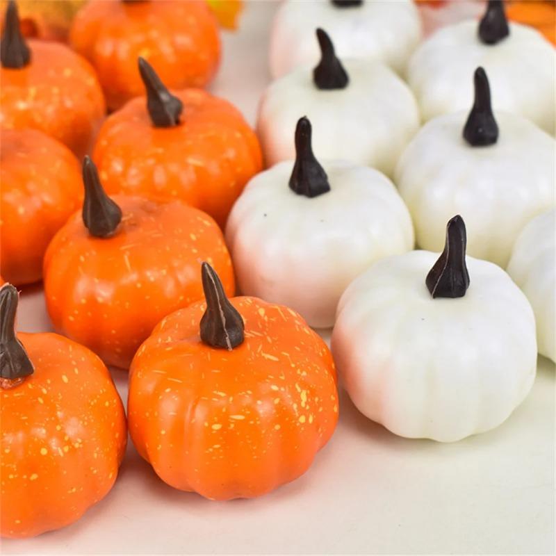 12pcs/set Simulated Pumpkin Artificial Halloween Pumpkin Decor Party Excitement Halloween Home Decoration DIY Craft Supplies