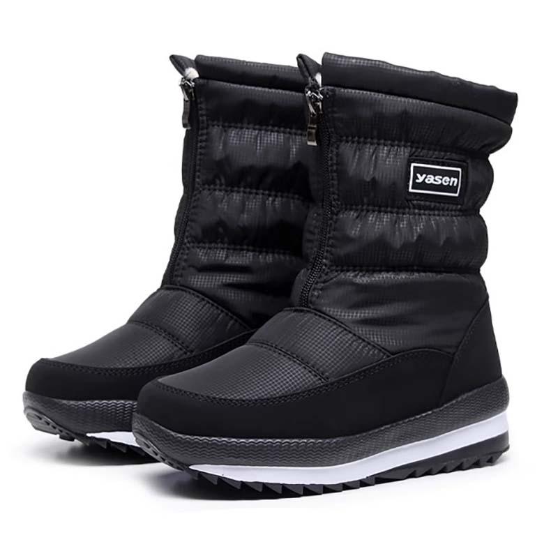 Winter Snow Boots Women's Velvet Thick Soled Warm Shoes Outdoor Waterproof Non Slip Mid Tube Boot