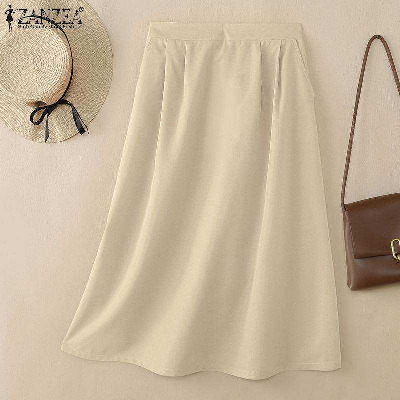 ZANZEA Women Casual Elastic Waist Loose Summer Skirts