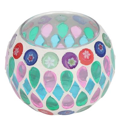 Mosaic Glass Candle Holder Colored Tea Light Candle Holder for Home Restaurants Parties Anniversaries Decoration