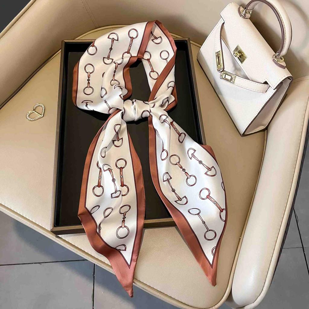 Art French Polka Dot Long Silk Scarf Femininity Versatile High Sense Spring and Autumn New with Shirt Scarf Belt