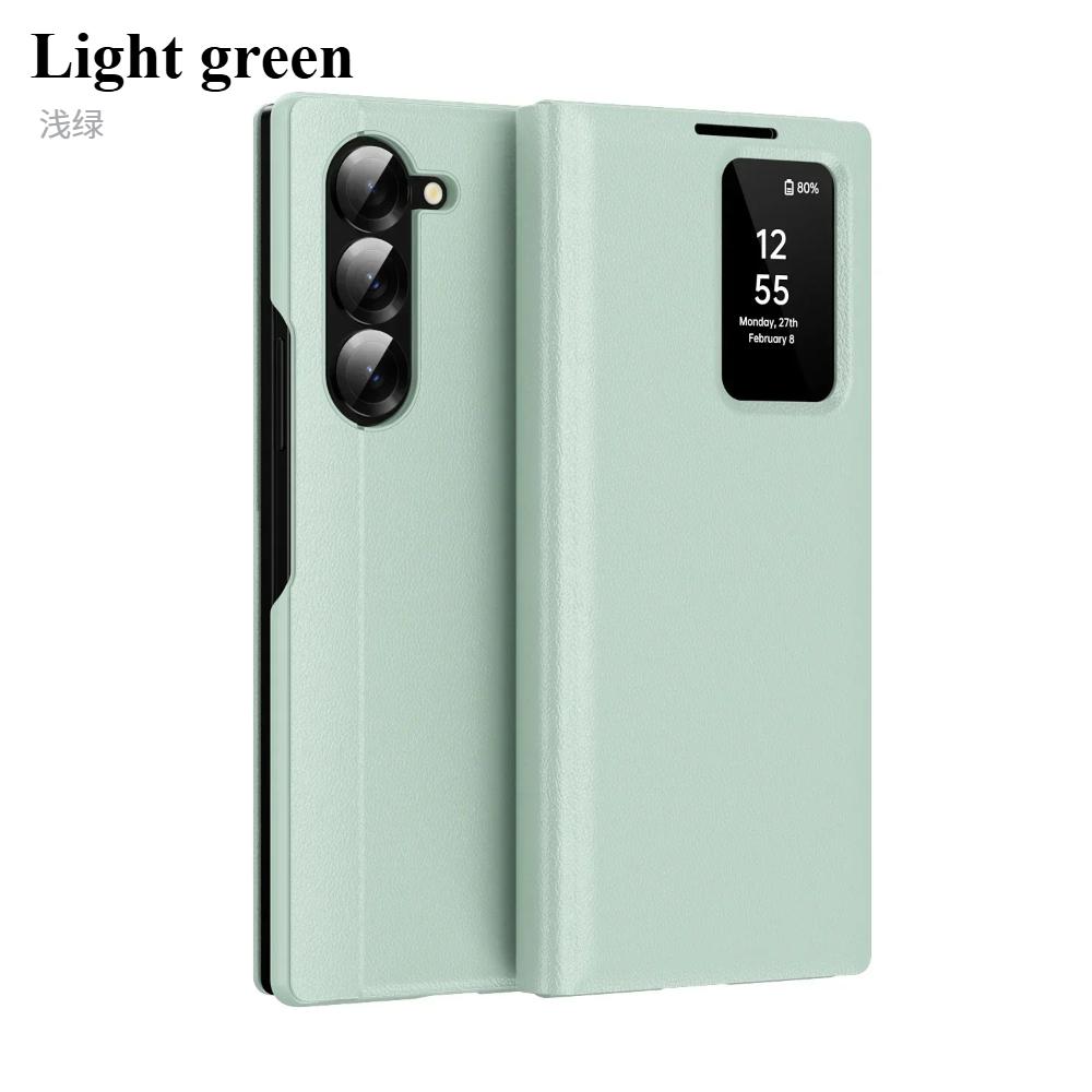 Official High-end Business Leather Smart View Windows Wallet Flip Case For Samsung Galaxy Z Fold 7 6 S25 Ultra S23 Plus S24 FE Anti-fall Protect Cover