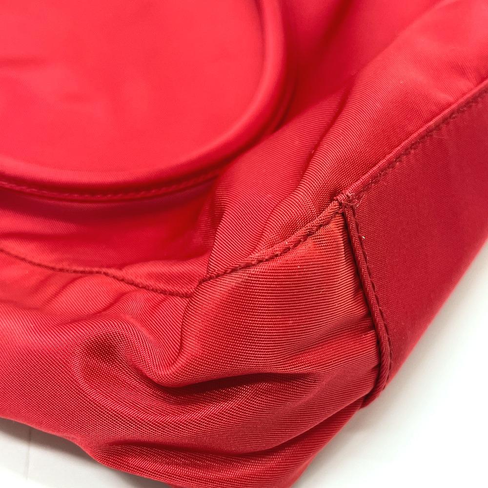 Prada B8725 Logo Tote Bag, Shoulder Bag, Triangle Plate Hand Bag Nylon Red
