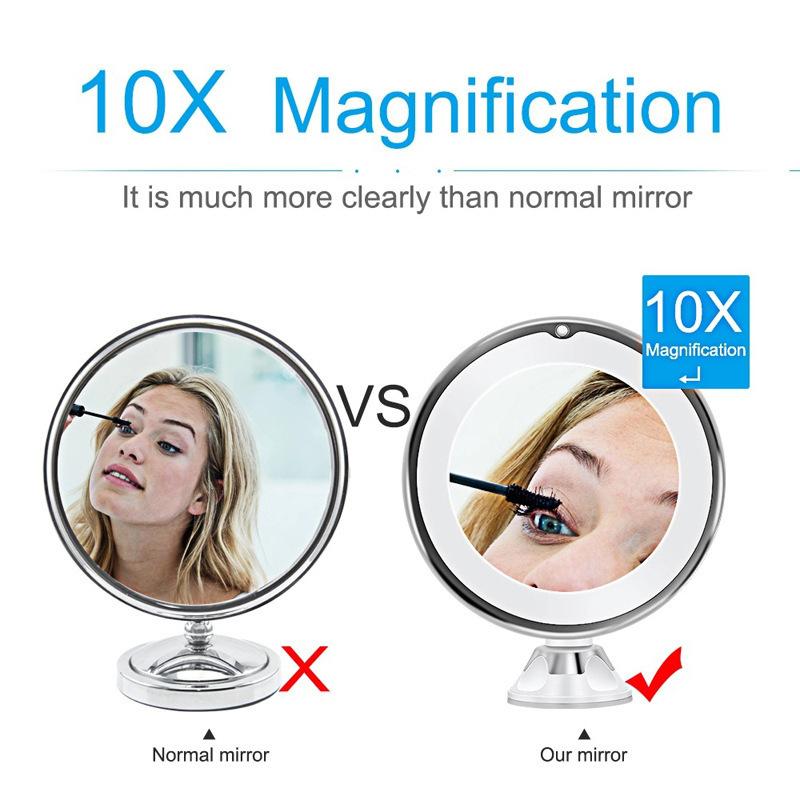 Wall Mirror Folding Arm Extend Bathroom Mirror Without Drill Swivel Bathroom Mirror Suction Arm Double Side Cosmetic Makeup 10X
