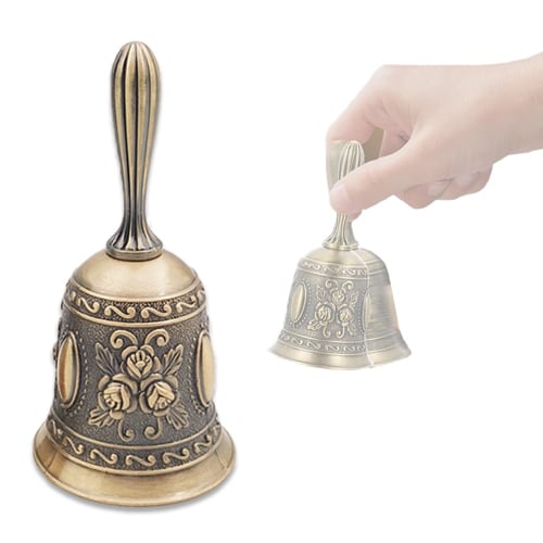 

HAUUFENN Call Bell, Desk Bell, Hand Bell, Call Bell, Retro Metal Copper Bell, Flower Engraving, Hand-Moved Bell, For Stores, Receipts Bell, Senior Cit