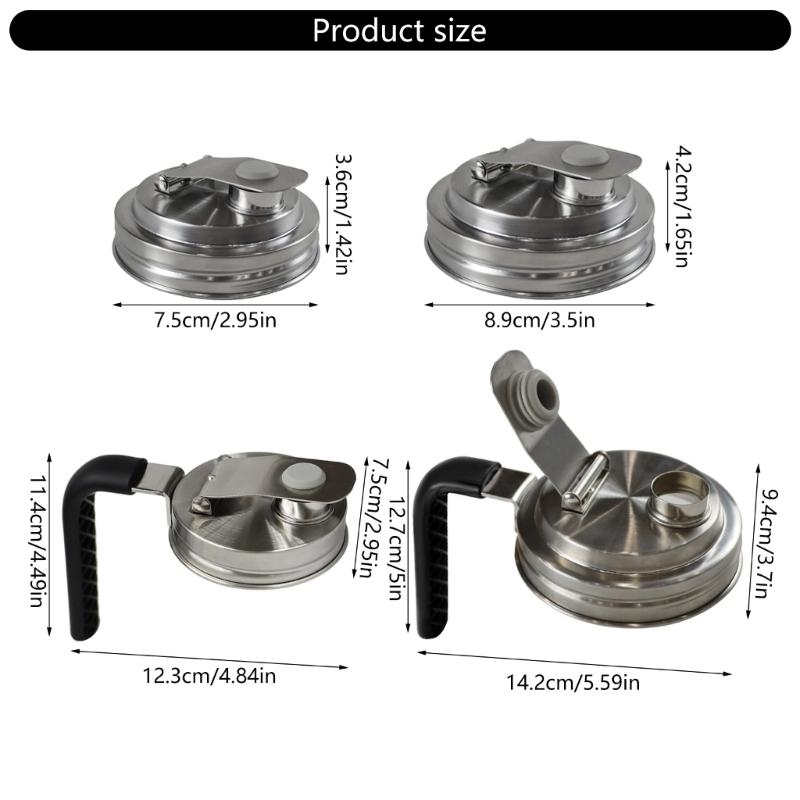 Tapa a Prueba de Óxido para Frasco de Mason con Boquilla Dispensadora para Servir Bebidas Gadget de Cocina Cubierta Selladora de Acero Inoxidable