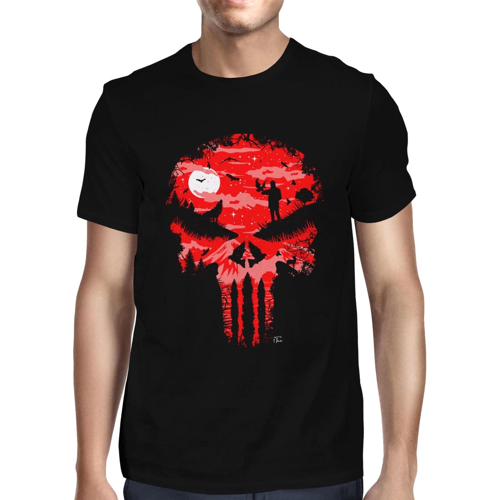1Tee Mens Hero Skull Night Scene T-Shirt XS