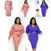 Elegant Women's Fashion Autumn And Winter Long Sleeved Pleated V-neck Bead Sexy Dress