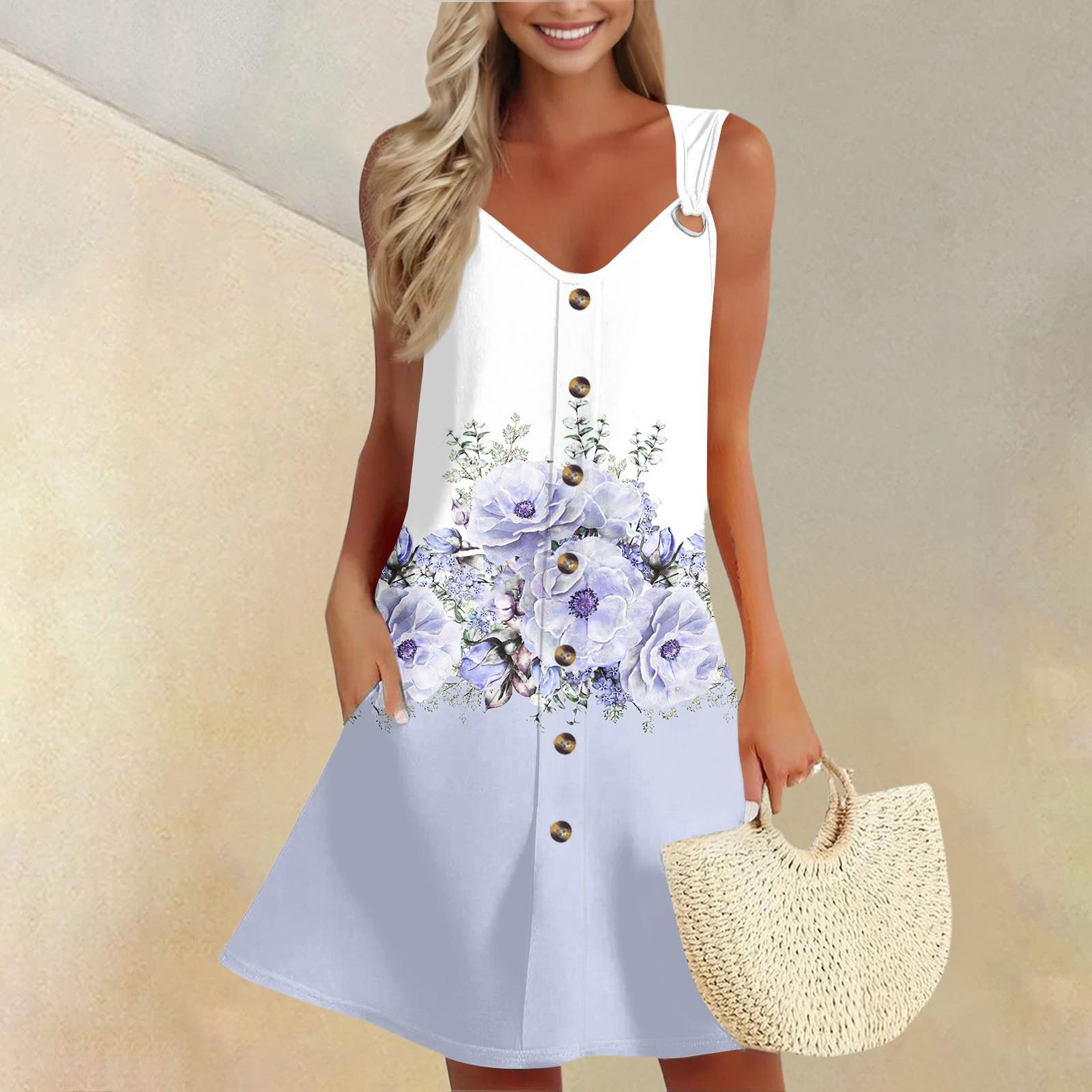 

Женское летнее платье с карманом без рукавов сарафан с цветочным принтом XXXL