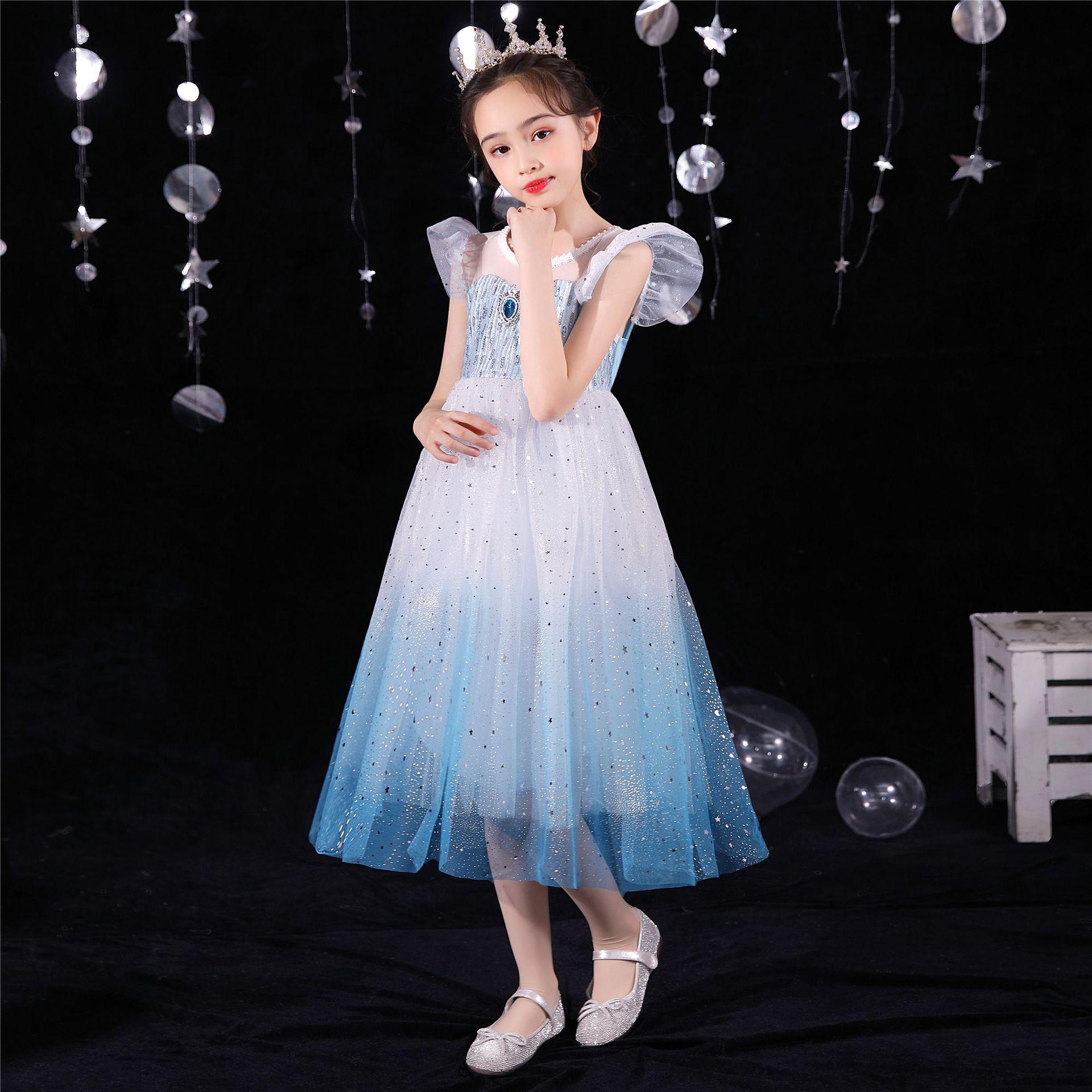 Puffy Skirt Gradient Polka Dot Dress with Flutter Sleeves - High-End Princess Summer Dress (2026) 110 cm