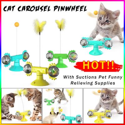 Cat  Carousel Pinwheel Pet Toy With Suctions Pet Funny Relieving Supplies