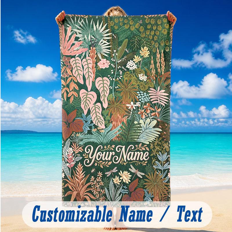 Adventure Journey Theme Beach Towel Personalized Custom Name & Text Soft Quick Dry Beach Towel for Swimming Travel