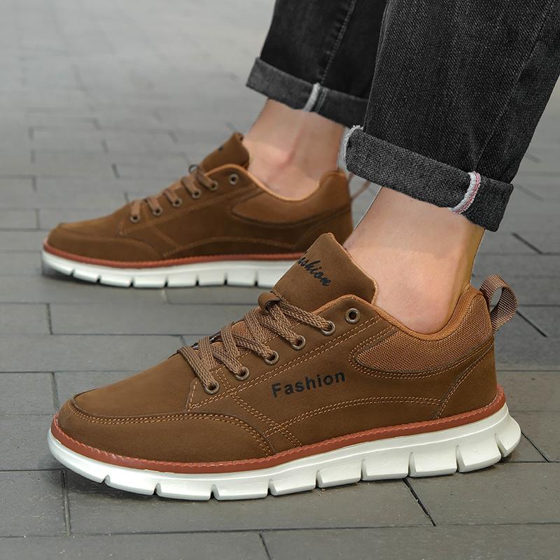 Retro Brown Men's Casual Shoes Fashion Comfortable Suede Sneakers