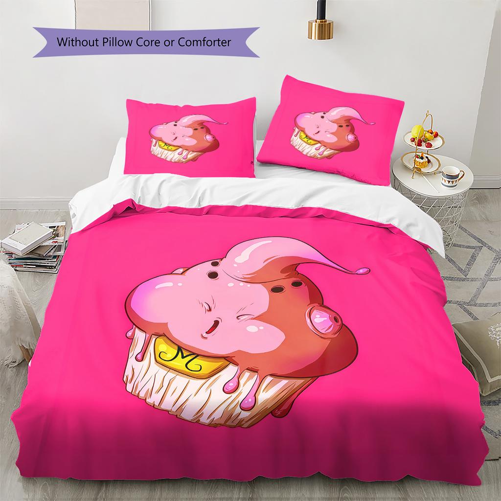 Majin Buu Pattern Bedding,Quilt Set Quilt Cover Pillowcase Home Birthday Gift (1 * Duvet Cover + 2 * Pillowcase, Without Core)
