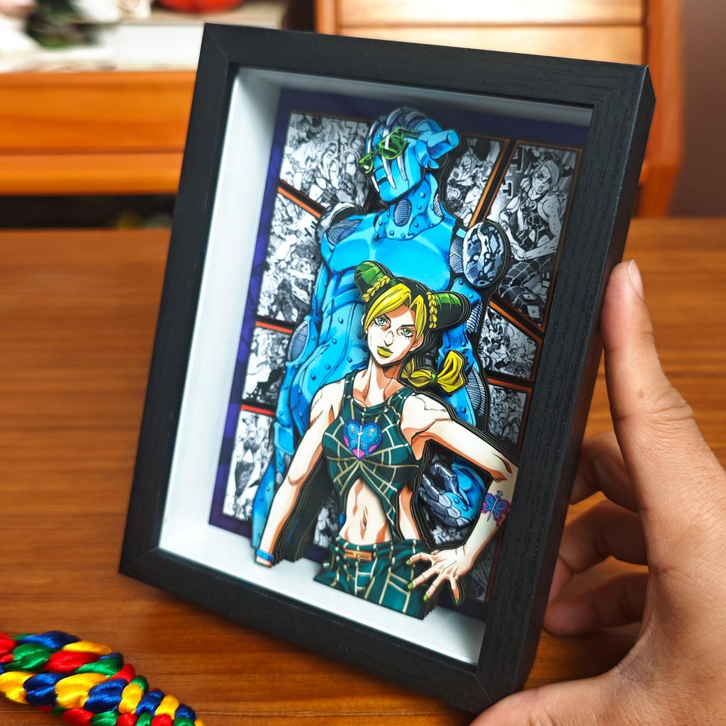 Classic Anime JoJo's Bizarre Adventure 3D Decorative Painting Cartoon Figure Handmade Decorative Picture Frame DesktopDecoration