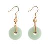 Vintage Round Eardrop Classic Ancient Gold Craft Design Natural Hotan Jasper Earings for Women New In Suitable for Daily Jewelry