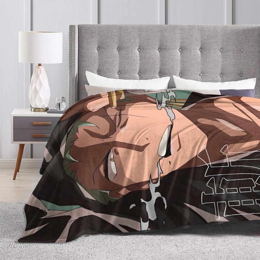 One Roronoa Zoro P-Pieces Blankets  Picnic Flannel Throw Blanket For Living Room Warm Custom DIY Quality Bedspread