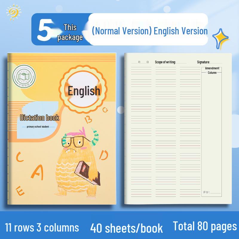 Elementary Chinese Pinyin & English Dictation Book for Grades 1-2