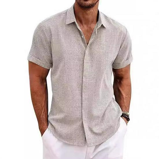 2024 Herren Freizeit Kurzarm Button-Down Strandhemd