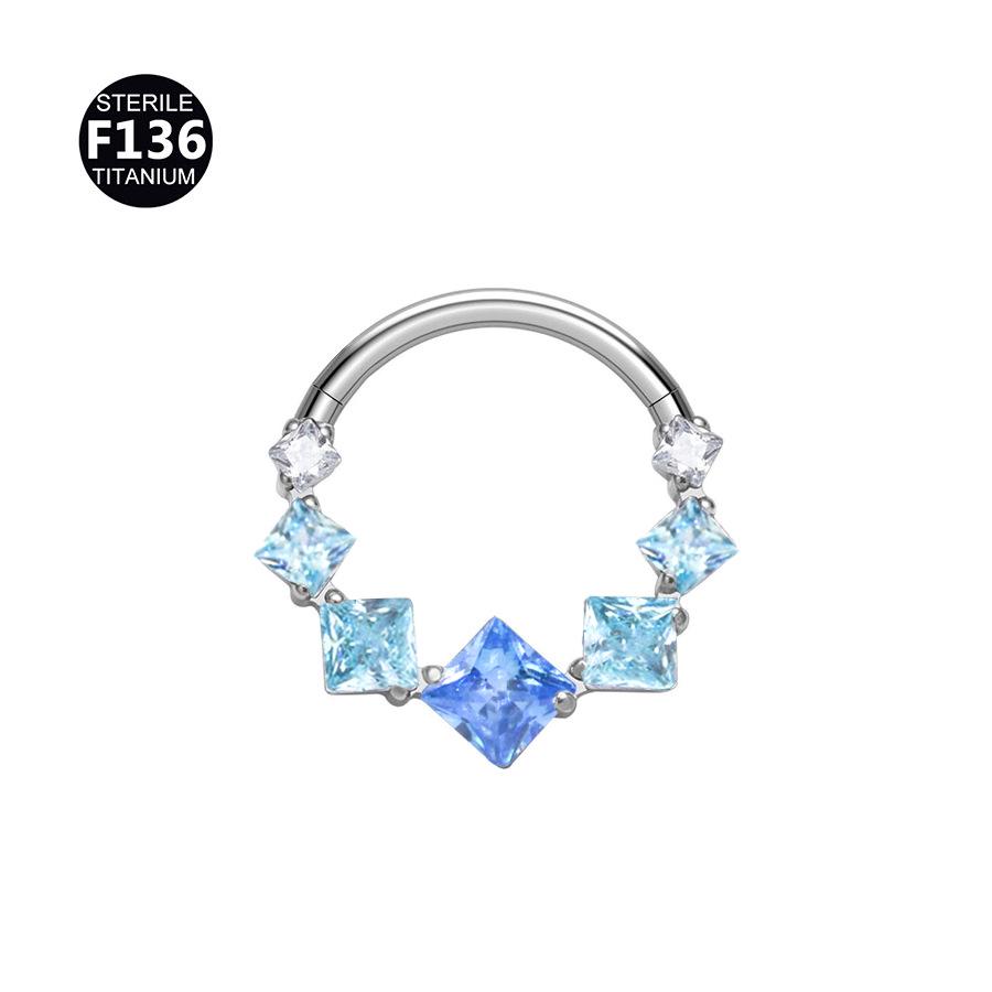1.2mm Thick Titanium Alloy Zircon Nose Ring with 8-10mm Inner Diameter