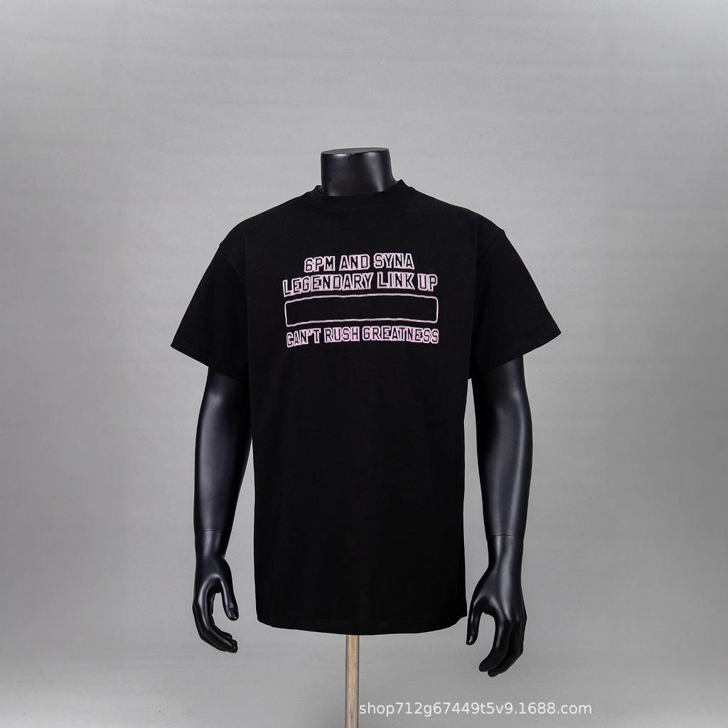 SYNAWORLD Short-sleeved Top Men's and Women's Street Hip-hop Punk Letter Print T-shirt Versatile Casual Casual Versatile