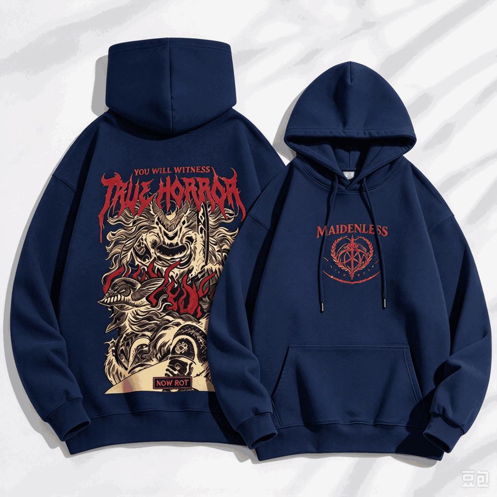 Elden Ring Grafické Mikiny Podzim Zima Pánské Manga Vintage Oversized Unisex Streetwear Trendy Sportovní Grafika Y2k Krátký Rukáv Klasické