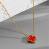 Collana da Donna Quadrifoglio Collana in Acciaio al Titanio Catena per Clavicola Collana a Doppia Faccia 18k Madreperla