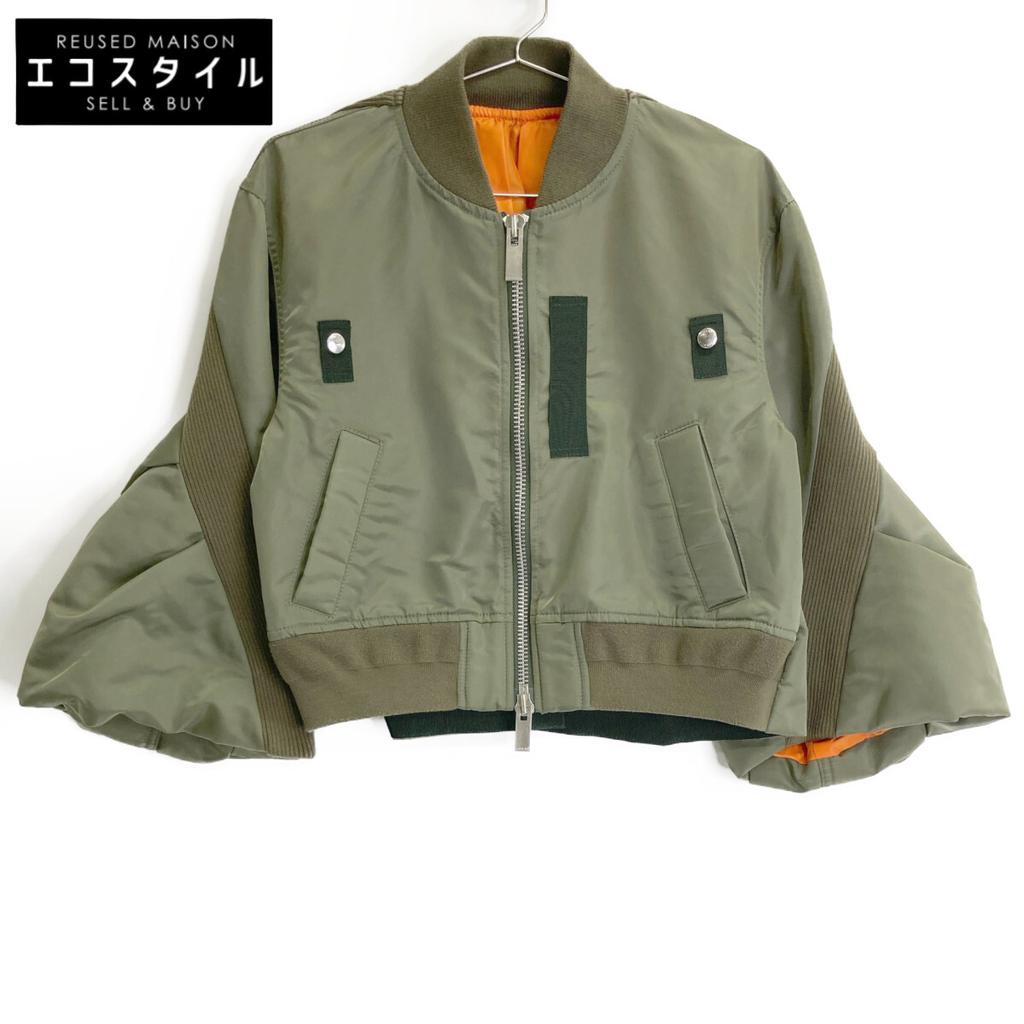 Sacai 23Stainless Steel 23-06670 Nylon Twill Blouson MA-1 Balloon Bomber Jacket 1 khakiUsed
