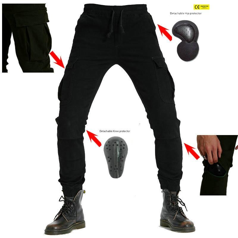 Mens Motorcycle Riding Pants With Knee Protection Silicon Pads Tactical Multi-Pocket Outdoor Protective Gear