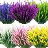 Künstlicher 5-Zweigiger Lavendelstrauß Outdoor Kunstblumen Pflanzen Heimdeko Gartenparty Feiertags-Mittelstück Vasenarrangement