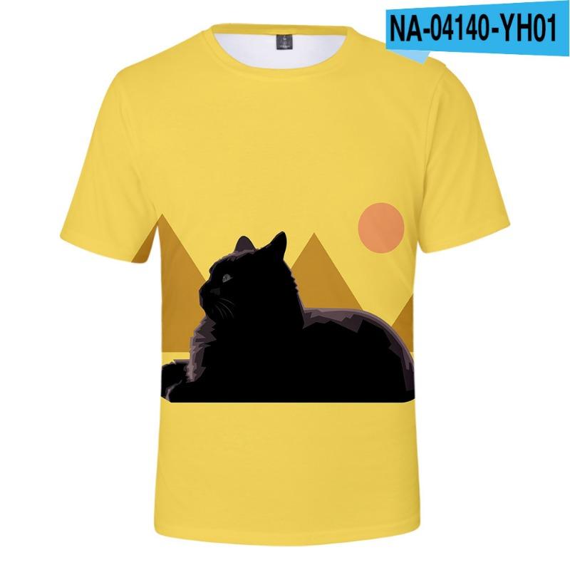 Children's Cat Adult 3D Printed Short Sleeve Men's Street Trend 3D Color Printed Short Sleeve T-shirt Tops & T-shirts (men’s)