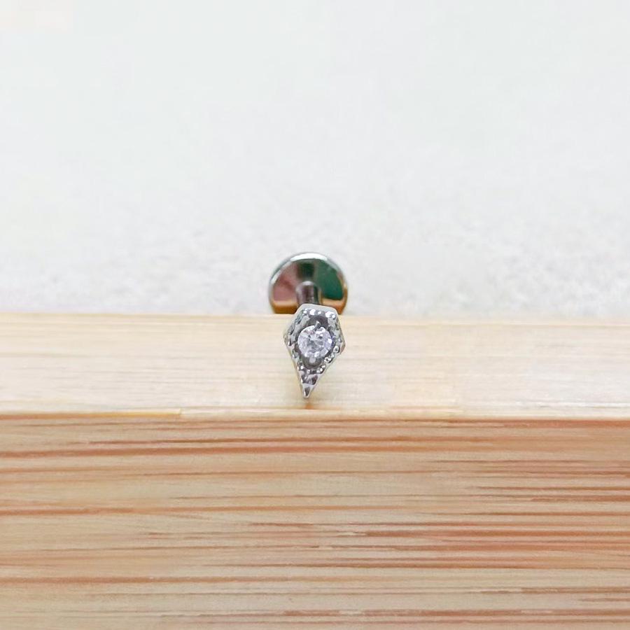 F136 Star Moon Diamond Lip Stud 5-Sided Iron Tower Ear Cartilage Piercing Jewelry 1.2x6/8mm