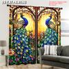 Set Of 2 Peacock Flower Glass Window Painted Curtains Suitable Multiple Rooms Bedroom Office Kitchen Living Room Study Bathroom Made Polyester Great