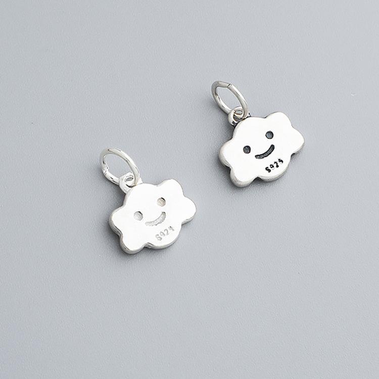 S925 Sterling Silver Smiley Face White Cloud Pendant for DIY Bracelets, Necklaces, Charms & Jewelry.