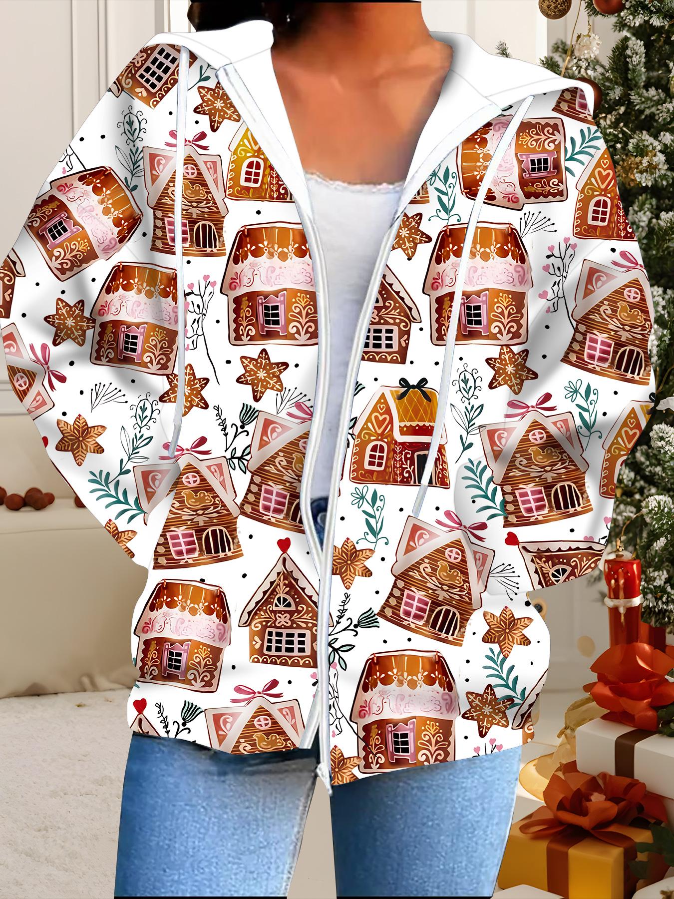 

Рождественский кардиган с капюшоном, 3D-печать, большого размера, осенне-зимний, в стиле ретро 6XL коричневый