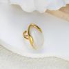 Vintage Stainless Steel Rings For Women Gold Plated Chunky Resin Tiger Eye Stone Irregular Finger Ring French Statement Jewelry